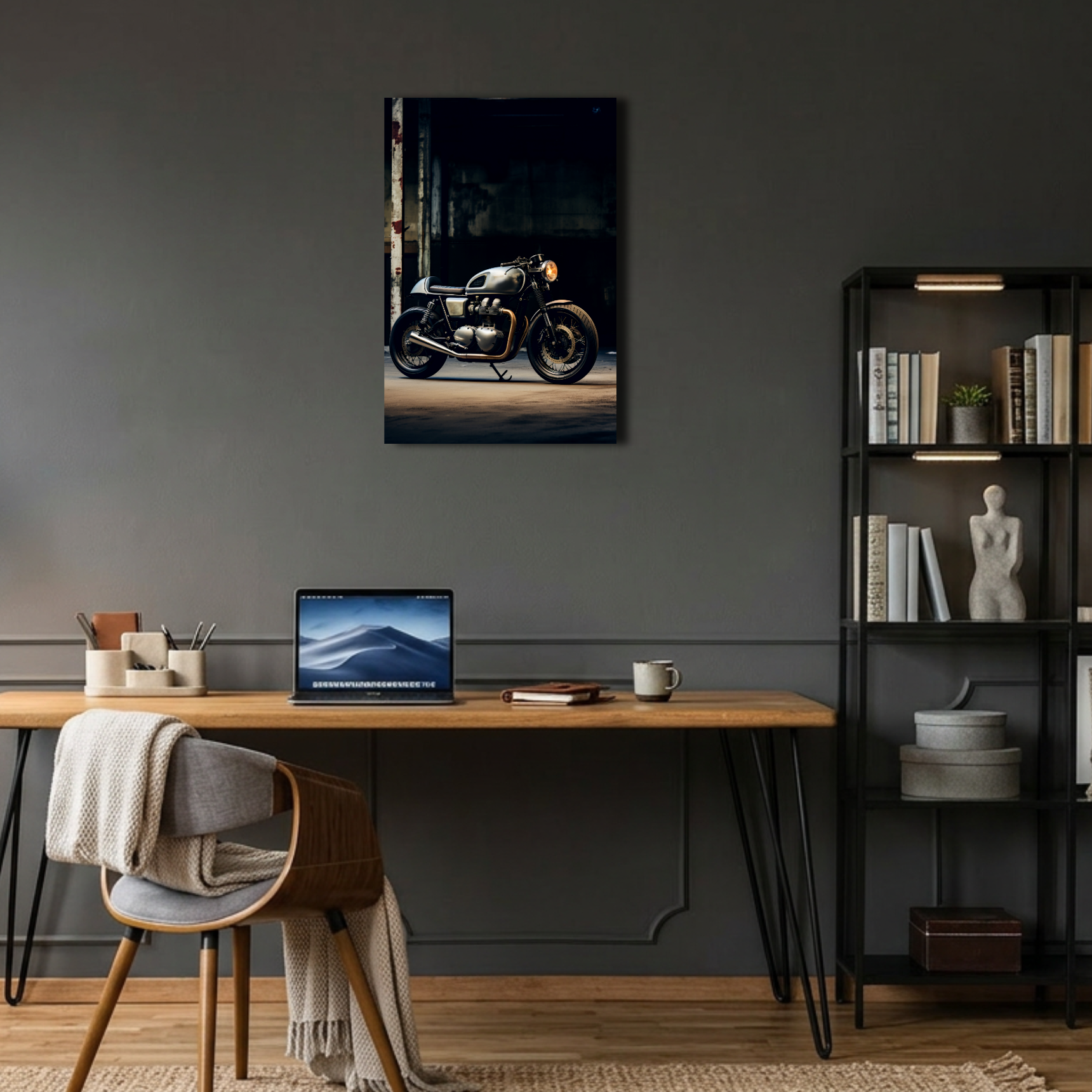 Café Racer Klasik Motosiklet Metal Poster