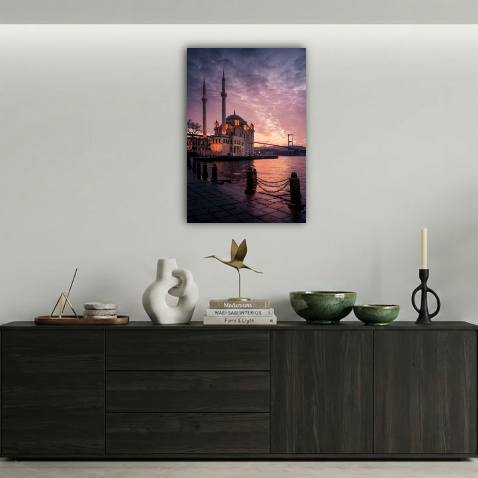 Ortaköy Mecidiye Camii ve Boğaz Manzarası Metal Poster