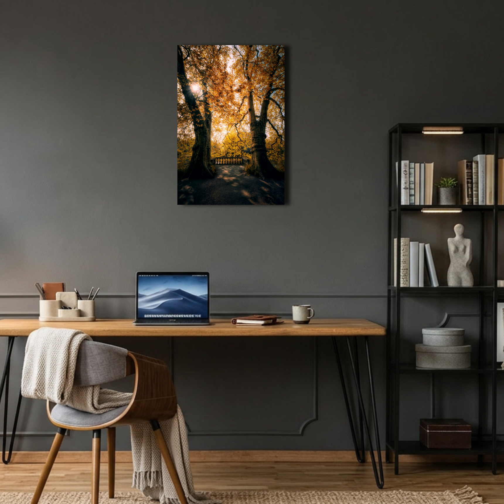 Sonbahar Işıltısı ve Görkemli Ağaçlar Metal Poster
