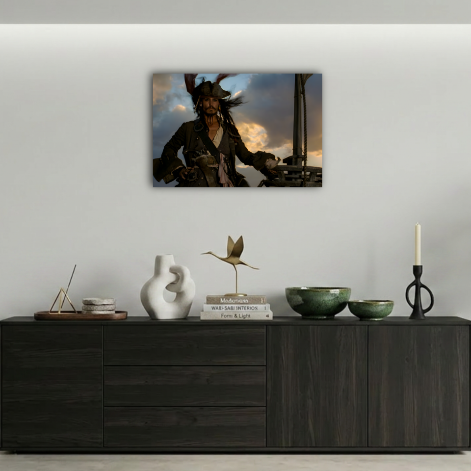 Captain Jack Sparrow Gemi Sahnesi Metal Poster
