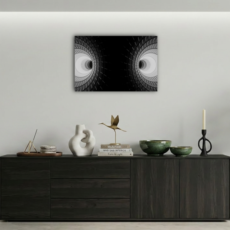 Çift Delik 3D Optik İllüzyon Metal Poster