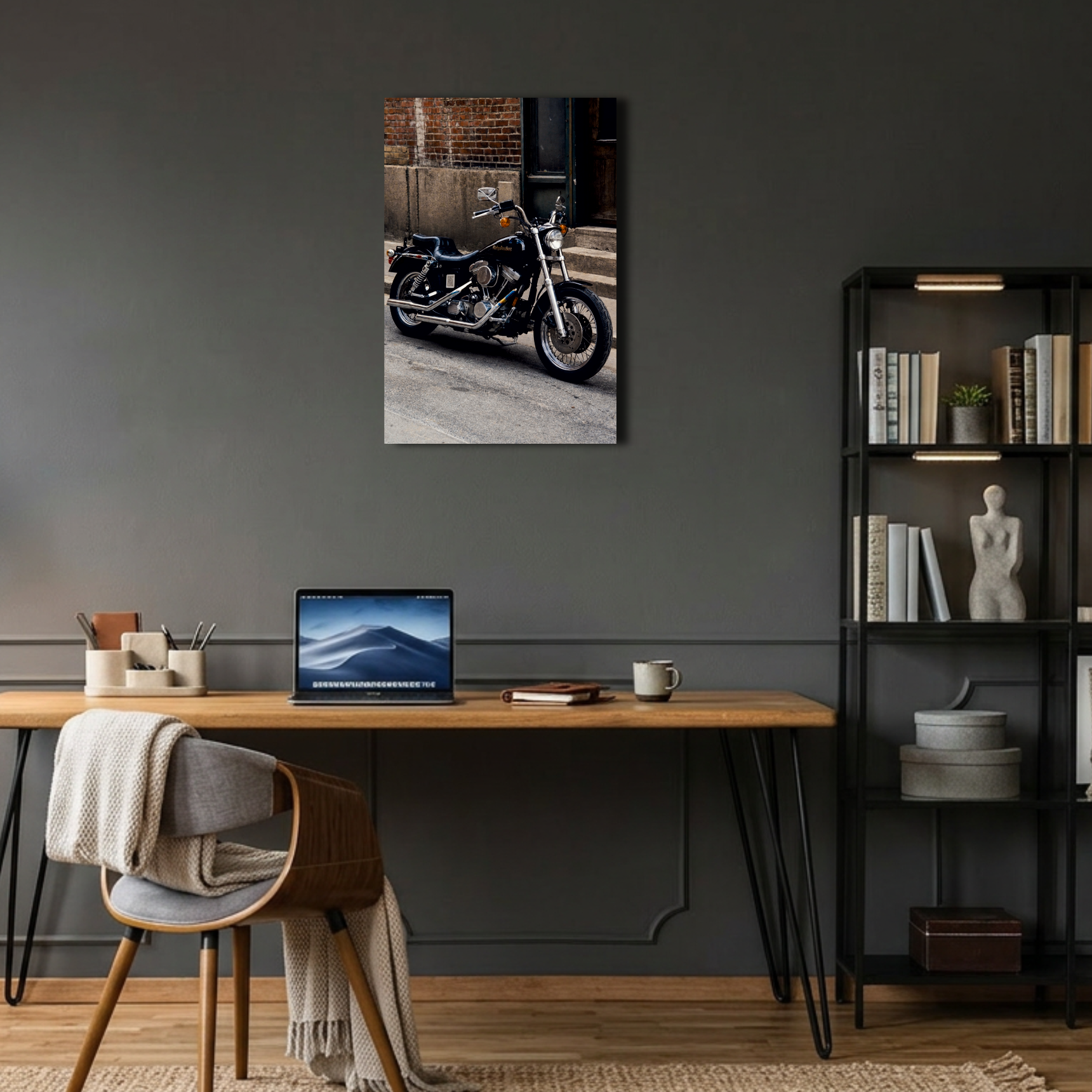 Klasik Harley Davidson Chopper Metal Poster