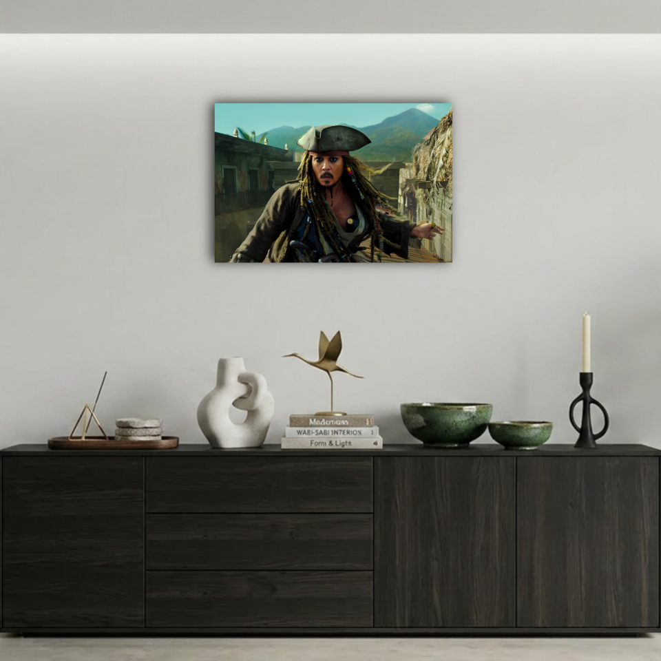 Captain Jack Sparrow Kaçış Sahnesi Metal Poster