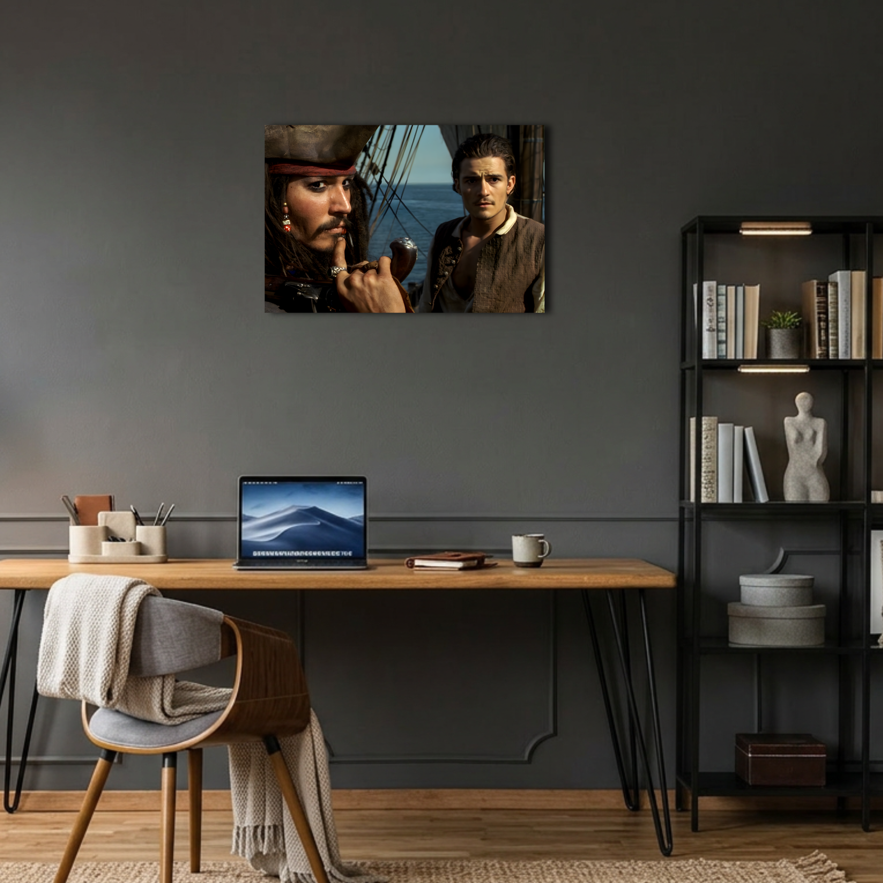 Jack Sparrow ve Will Turner Gemi Sahnesi Metal Poster