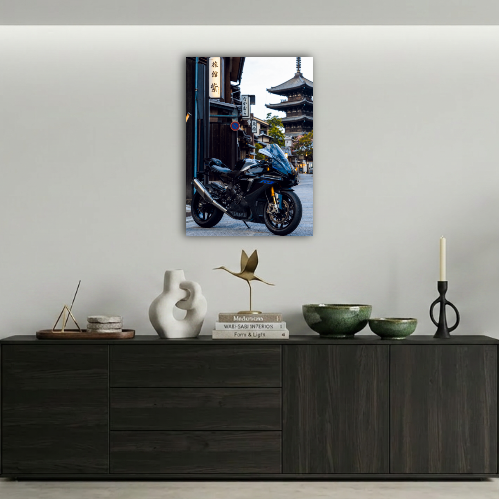 Yamaha R1 Süper Spor Motosiklet Metal Poster