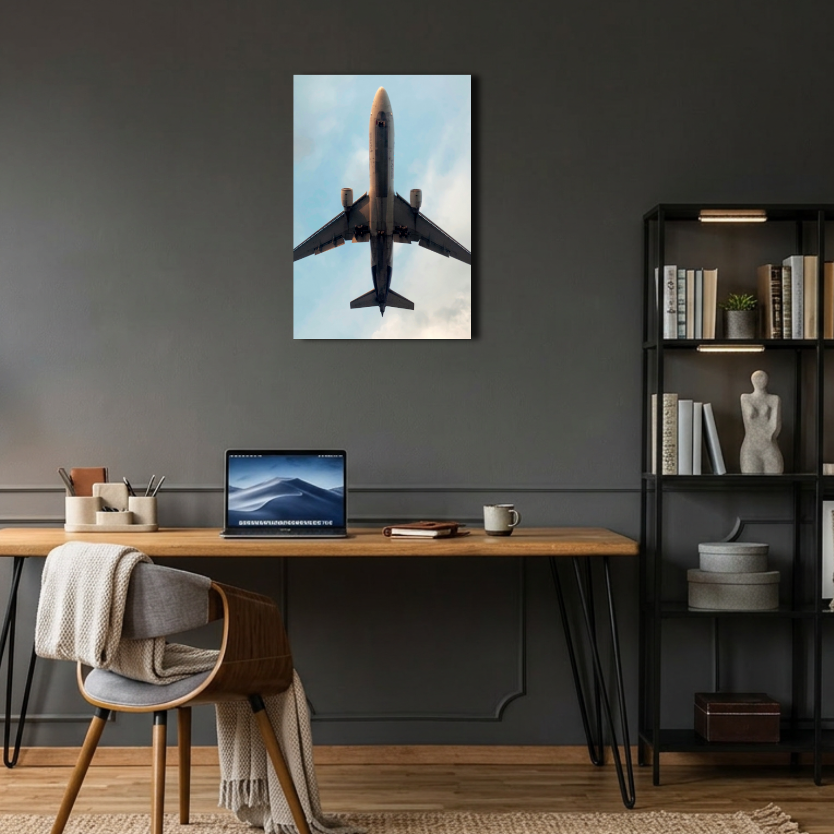 Dev Yolcu Uçağı Alt Açı Metal Poster
