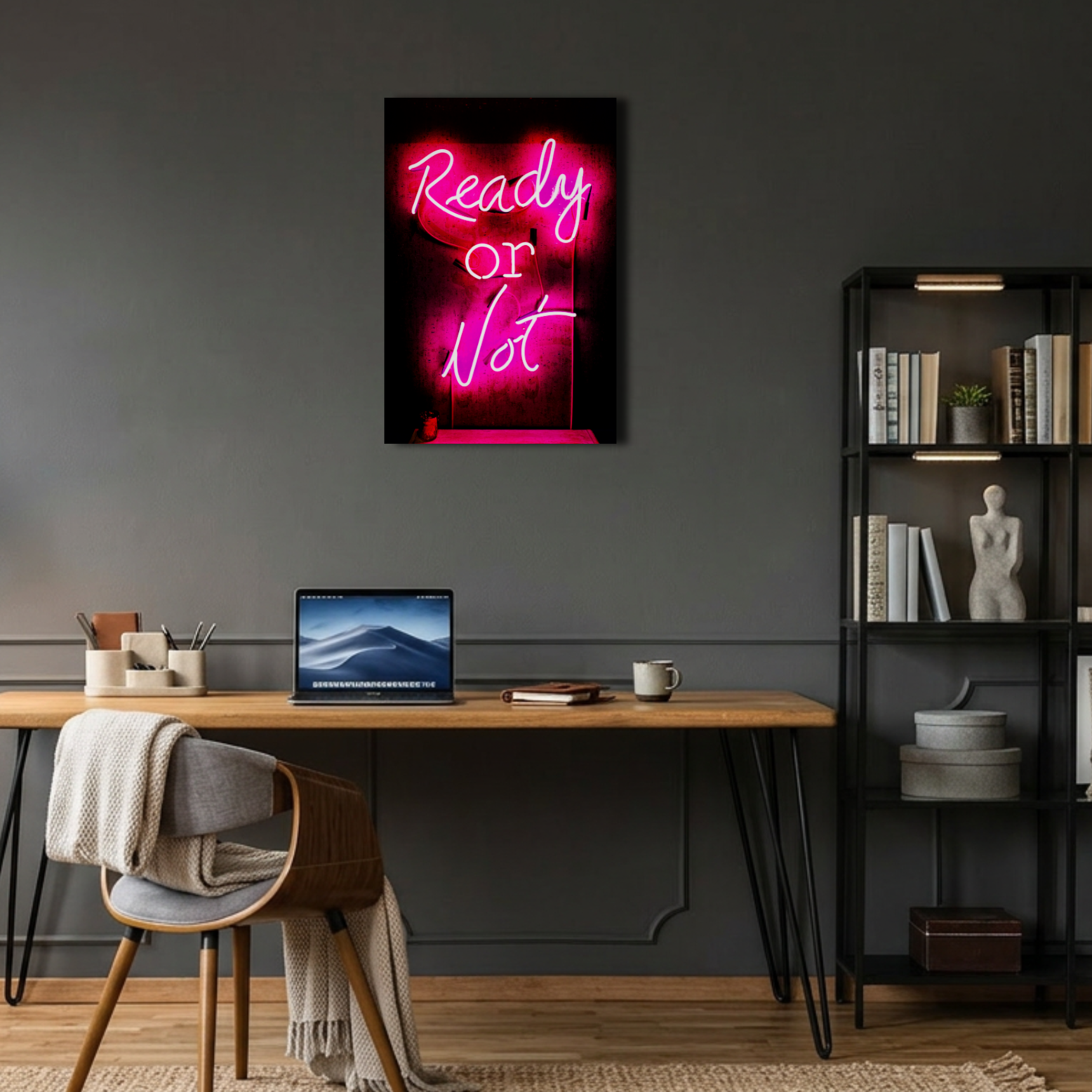 Ready Or Not Pembe Neon Yazı Metal Poster