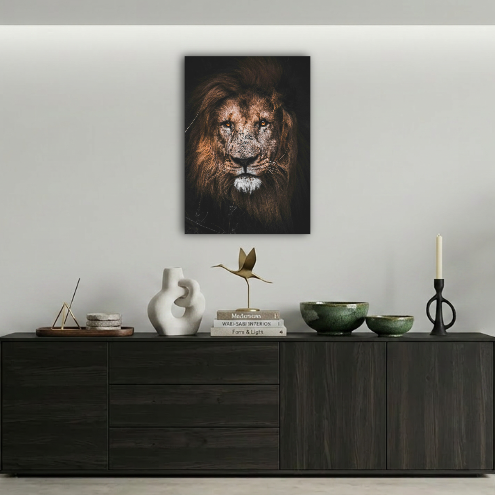 Vahşi Doğa Kralı Aslan Portresi Metal Poster