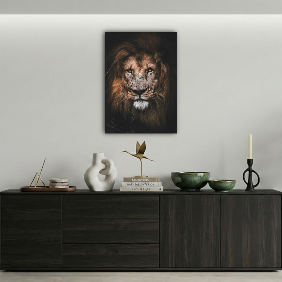 Vahşi Doğa Kralı Aslan Portresi Metal Poster