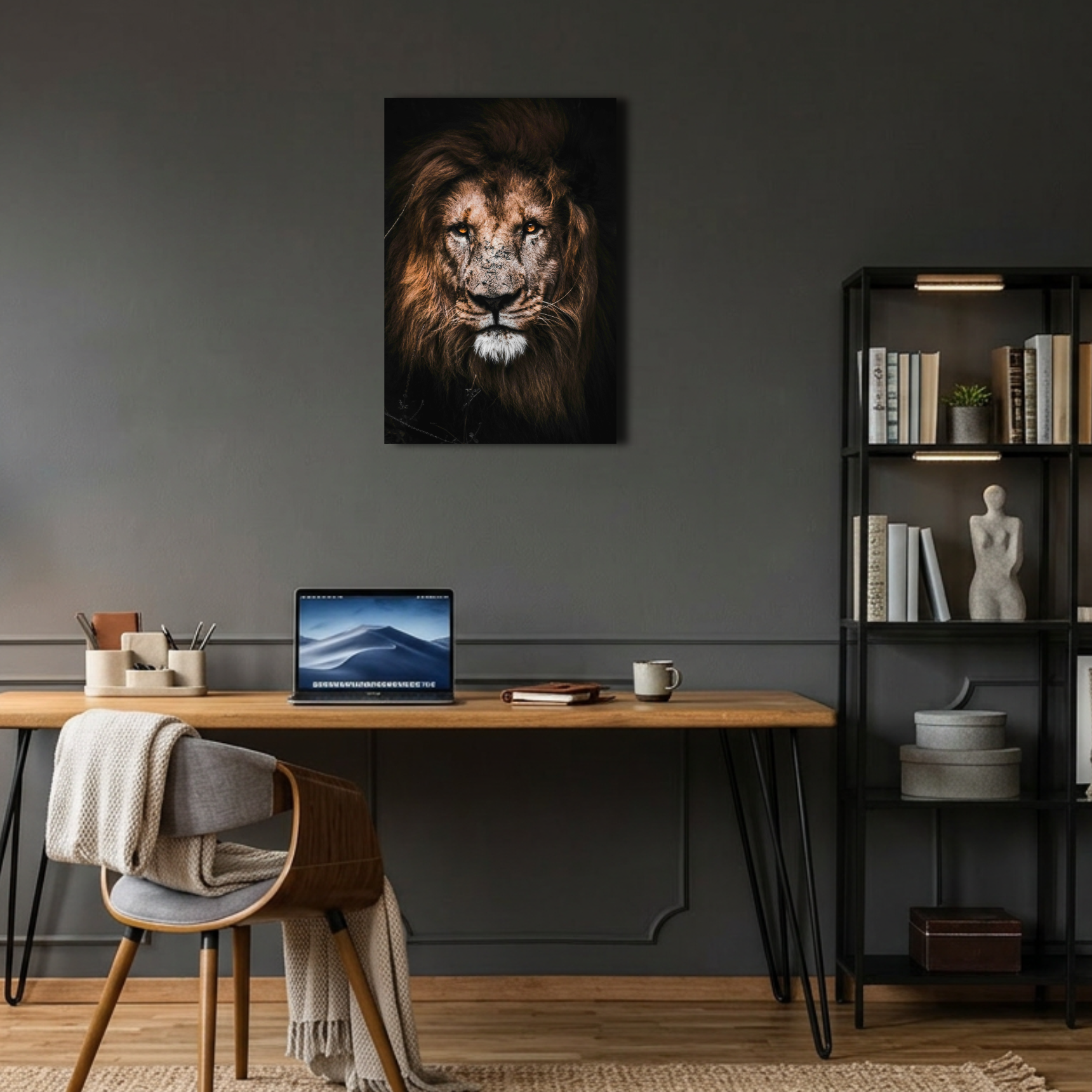 Vahşi Doğa Kralı Aslan Portresi Metal Poster