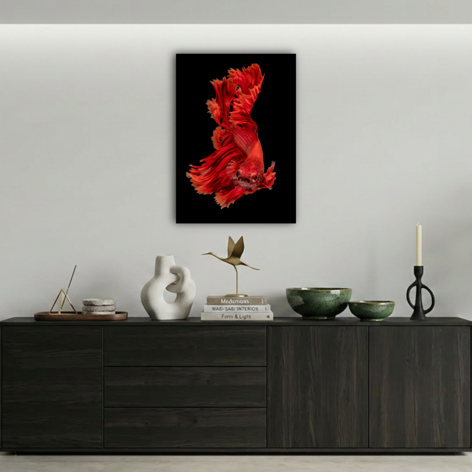 Kırmızı Betta Balığı Metal Poster