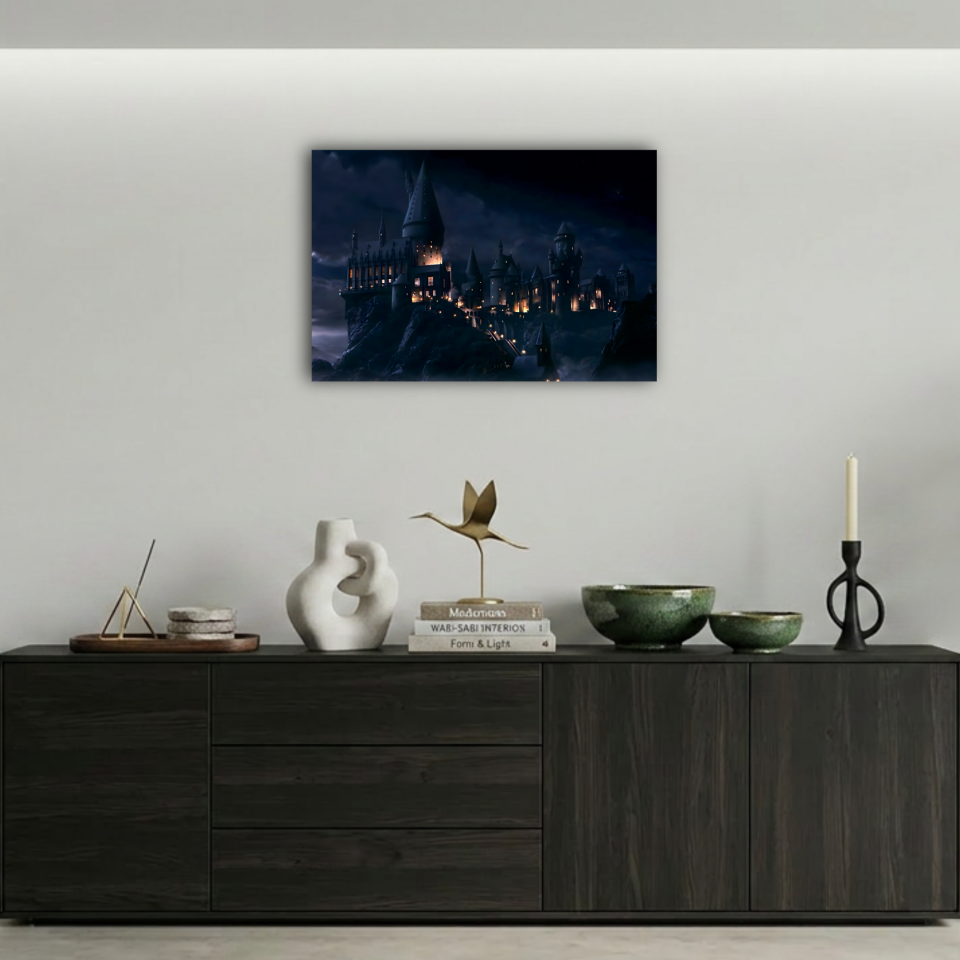 Harry Potter Gece Hogwarts Şatosu Metal Poster